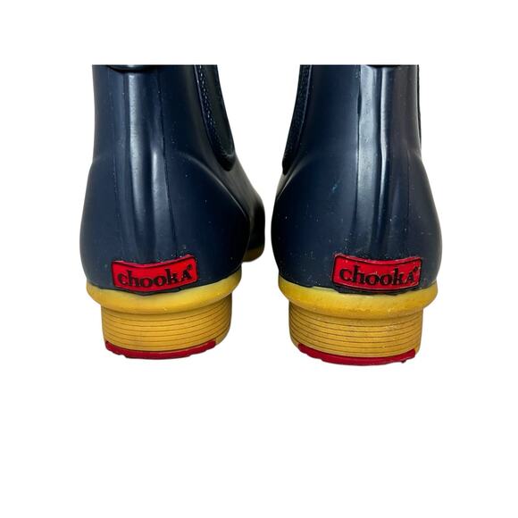 Chooka Bainbridge Navy Rubber Pull On Waterproof Chelsea Rain Boot Womens Size 7 - Picture 3 of 10